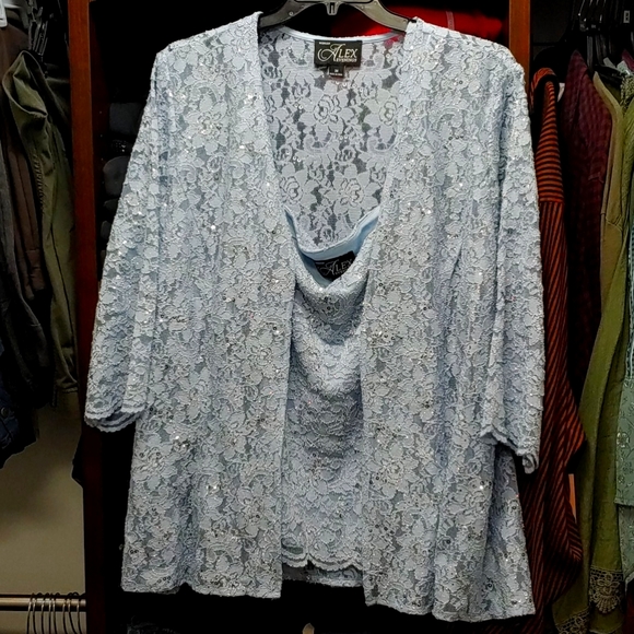 Alex Evenings Tops - Hydrangea blue evening top